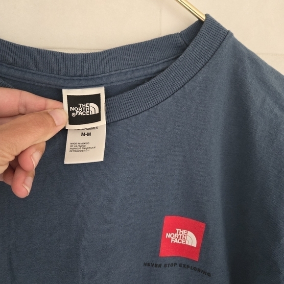 North Face Graphic Cotton Tee Tshirt T-Shirt Blue Men's Size Medium NF Logo - Picture 6 of 6